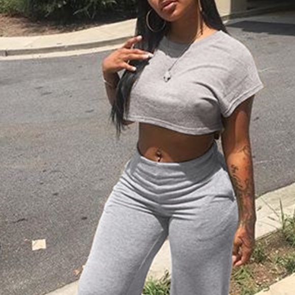 Soft Cotton 2 Piece Gray Outfit - Picture 2 of 2